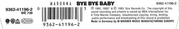 Madonna Bye Bye Baby CD maxi singolo 1993