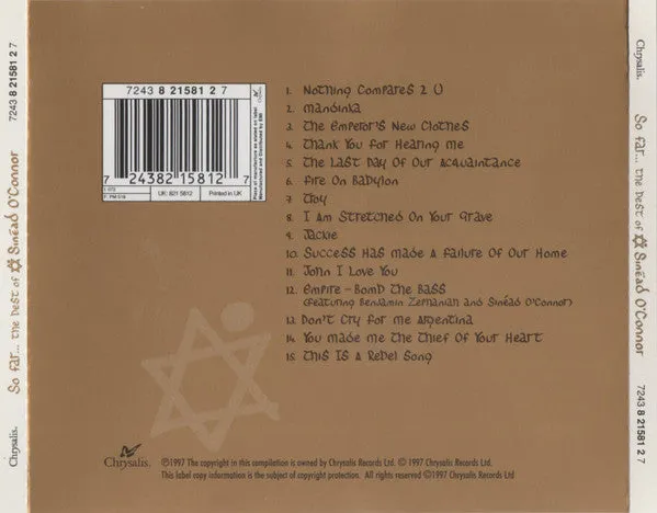 Sinéad O'Connor So Far... The Best Of CD compilation remaster