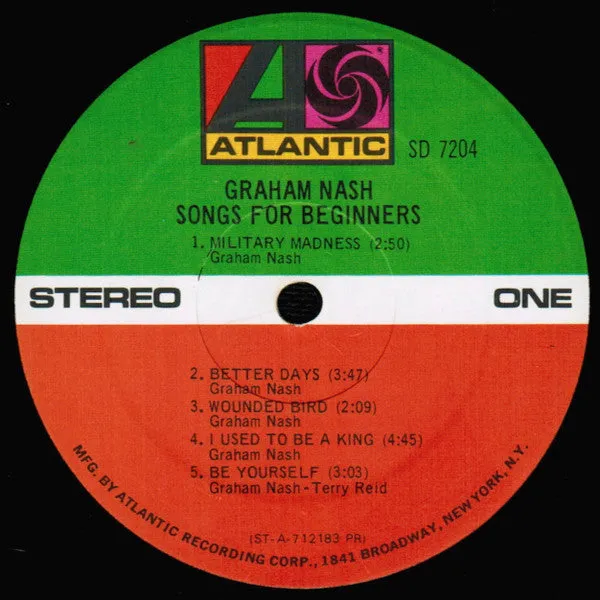 Graham Nash Songs For Beginners vinile LP 1971 VG+