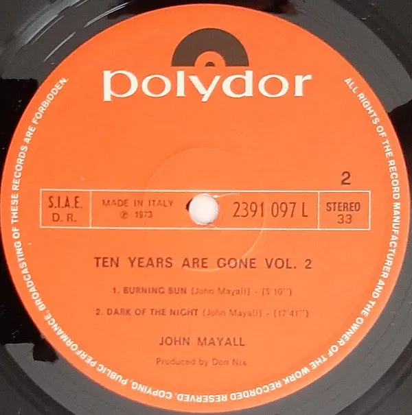 John Mayall Ten Years Are Gone Vol.2 vinile LP 1973