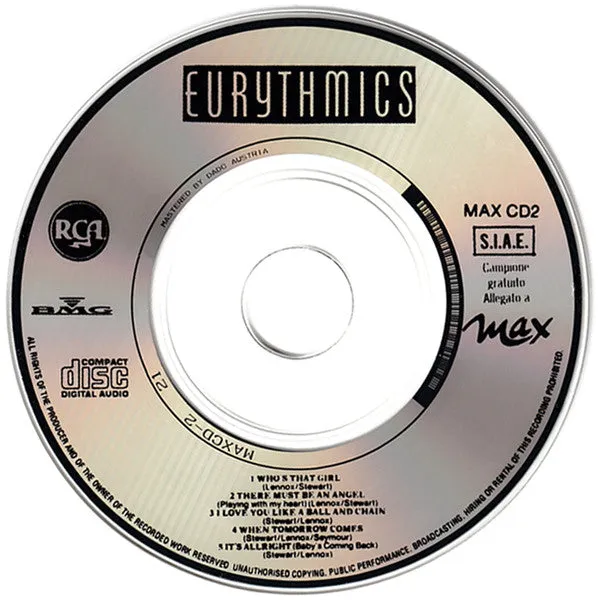 Eurythmics Greatest Hits Live Flash CD mini promo