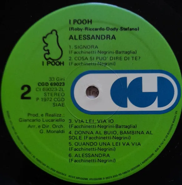 I Pooh Alessandra LP ristampa 1977 pop ballad