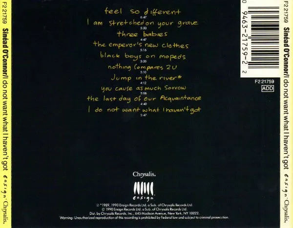 Sinéad O'Connor I Do Not Want What I Haven't Got CD album