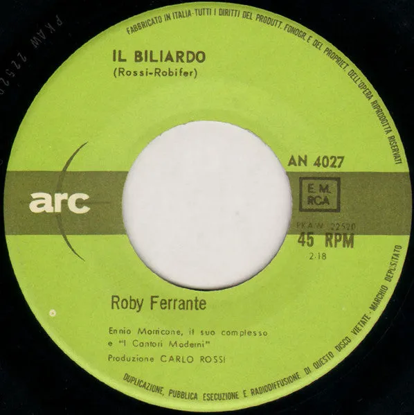 Roby Ferrante Il Biliardo 45 giri 7" mono 1964