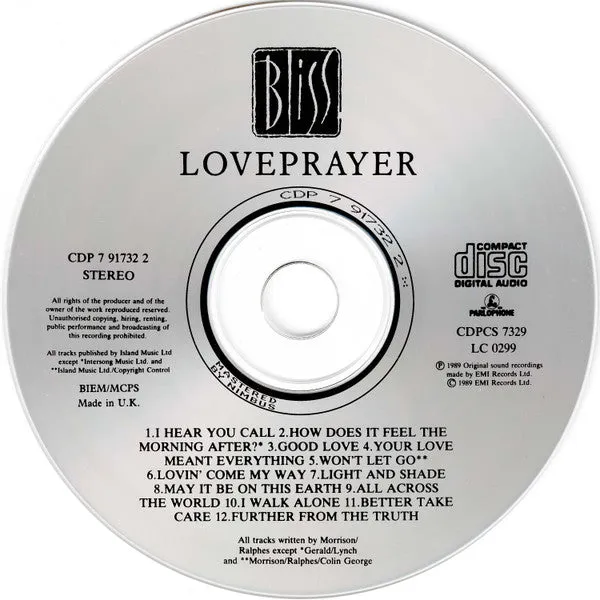 Bliss Loveprayer CD album bonus track NM
