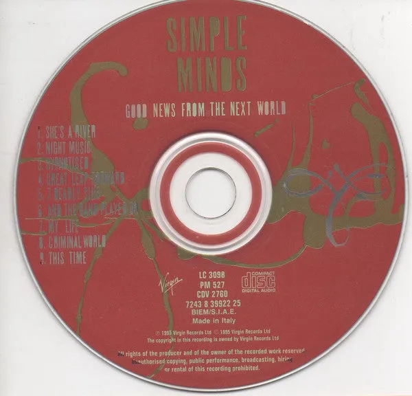 Simple Minds Good News Next World CD Album 1995 usato