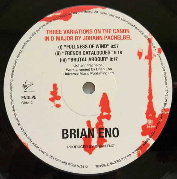 Brian Eno Discreet Music LP vinile 180g remaster 2018