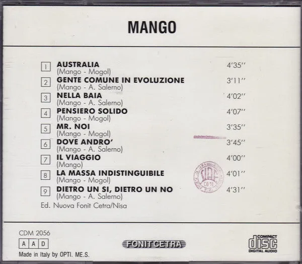 Mango Australia CD album ristampa pop 1990