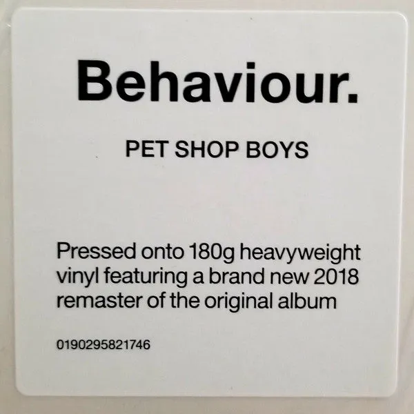 Pet Shop Boys Behaviour vinile LP 180g rimasterizzato 2018