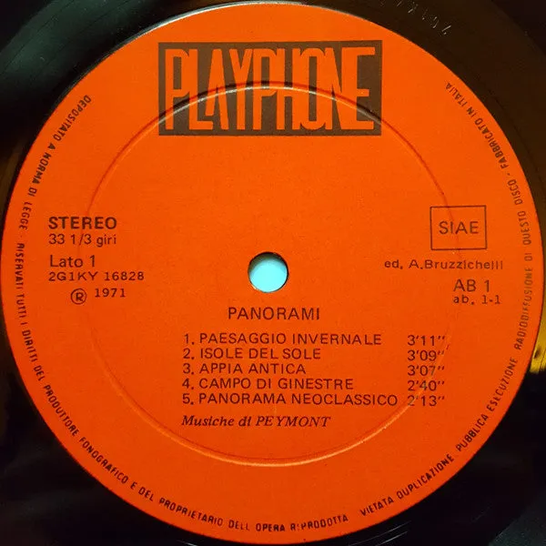 Peymont Panorami LP promo library VG+ Italia