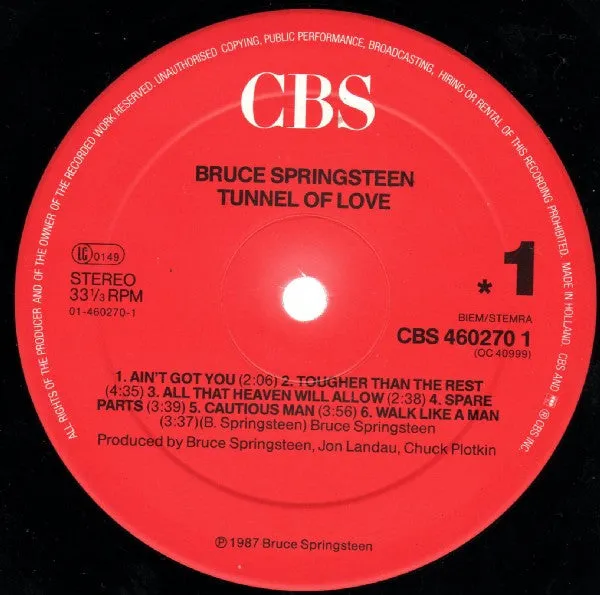 Bruce Springsteen Tunnel Of Love vinile LP VG+ Olanda