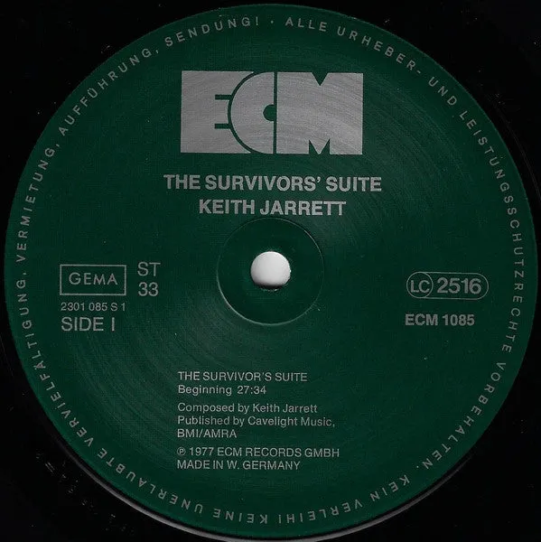 Keith Jarrett The Survivors' Suite vinile LP ristampa