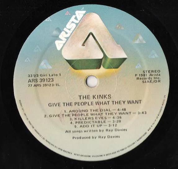 The Kinks Give The People What They Want vinile LP 1981
