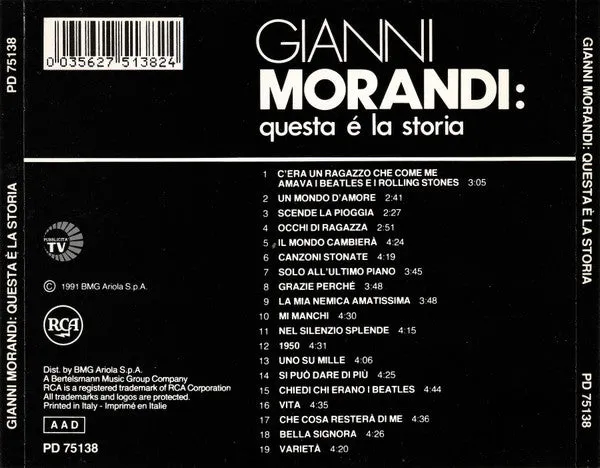 Gianni Morandi Questa È La Storia CD raccolta pop