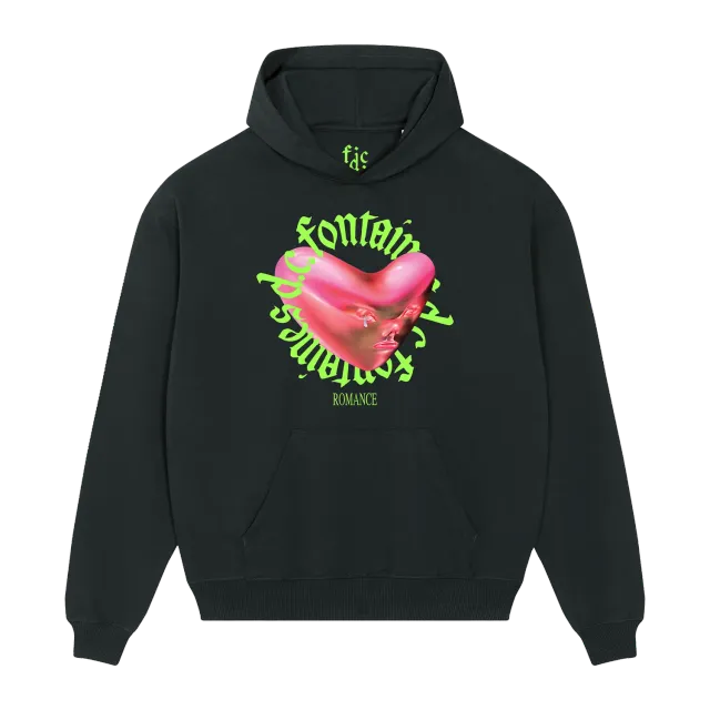 Fontaines D.C. Romance Heart felpa nera con cappuccio
