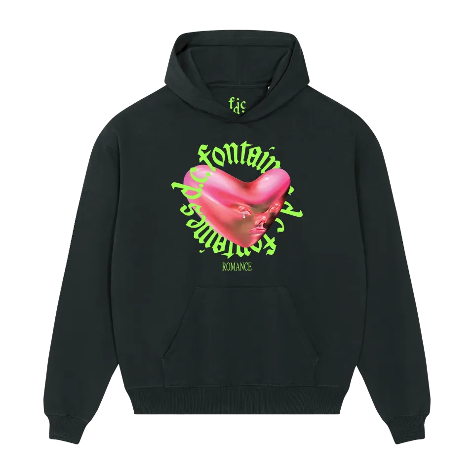 Fontaines D.C. Romance Heart felpa nera con cappuccio