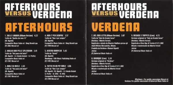 Afterhours Verdena Versus Verdena CD compilation live