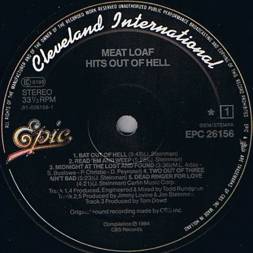 Meat Loaf Hits Out Of Hell vinile LP compilation classic rock