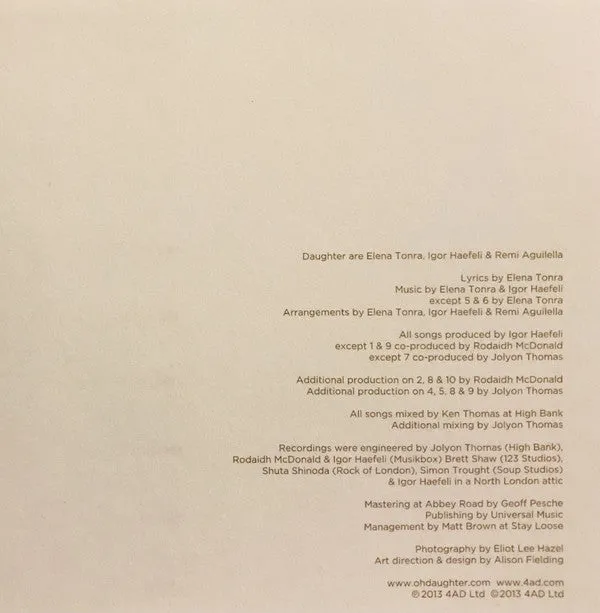 Daughter If You Leave CD album gatefold 2013