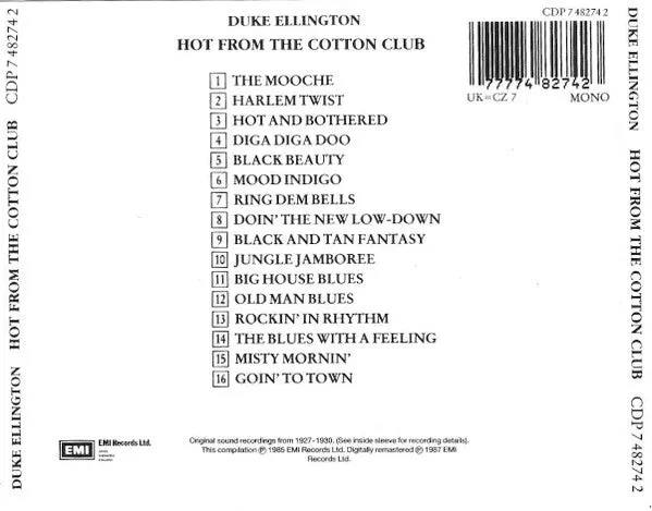 Duke Ellington Hot From The Cotton Club CD compilation mono