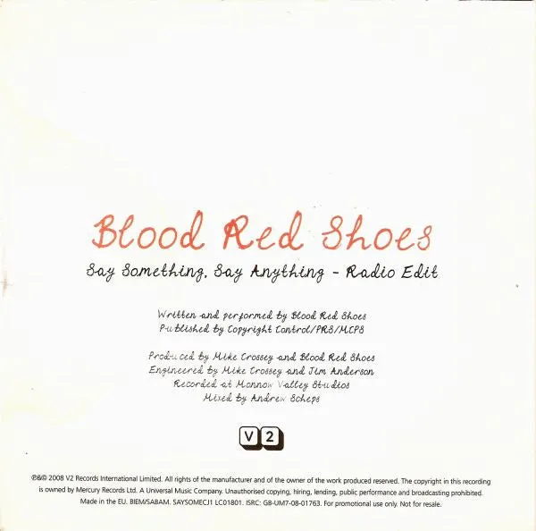 Blood Red Shoes Say Something Say Anything CD singolo promo VG+