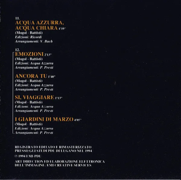 Mina Mazzini Canta Battisti CD compilation 1994