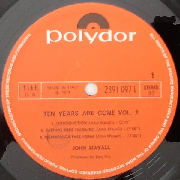 John Mayall Ten Years Are Gone Vol.2 vinile LP 1973