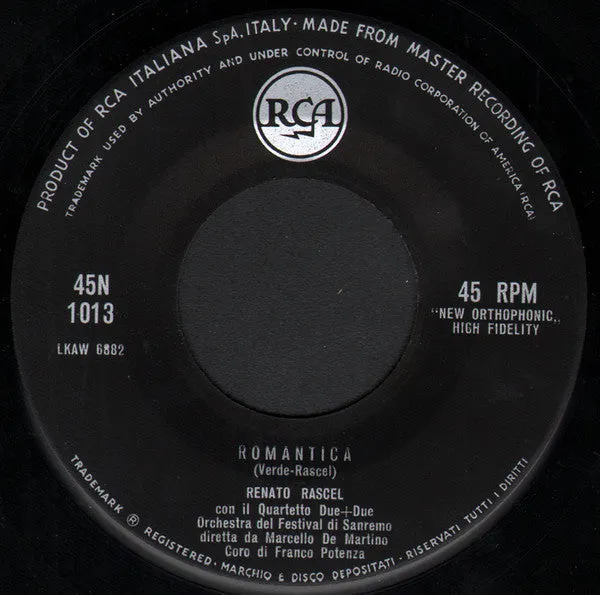 Renato Rascel Romantica 45 giri 7" mono 1959
