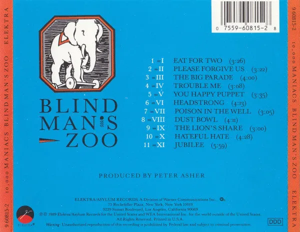 10,000 Maniacs Blind Man's Zoo CD album