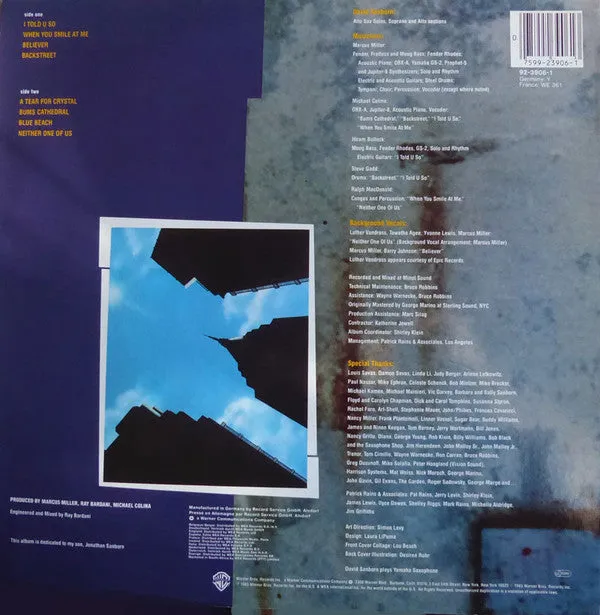 David Sanborn Backstreet LP vinile usato 1983