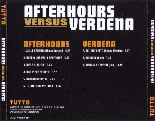 Afterhours Verdena Versus Verdena CD compilation live