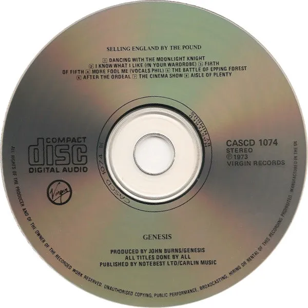 Genesis Selling England By The Pound CD ristampa prog