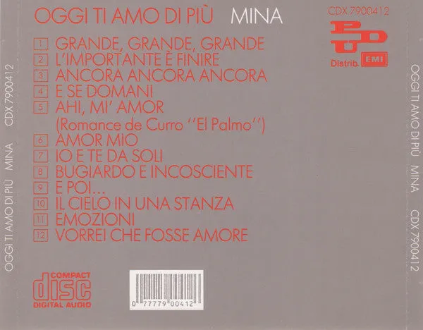 Mina Oggi Ti Amo Di Più CD compilation usata 1988