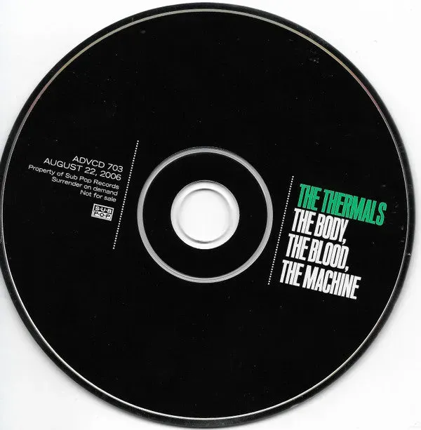 The Thermals Body Blood Machine CD promo