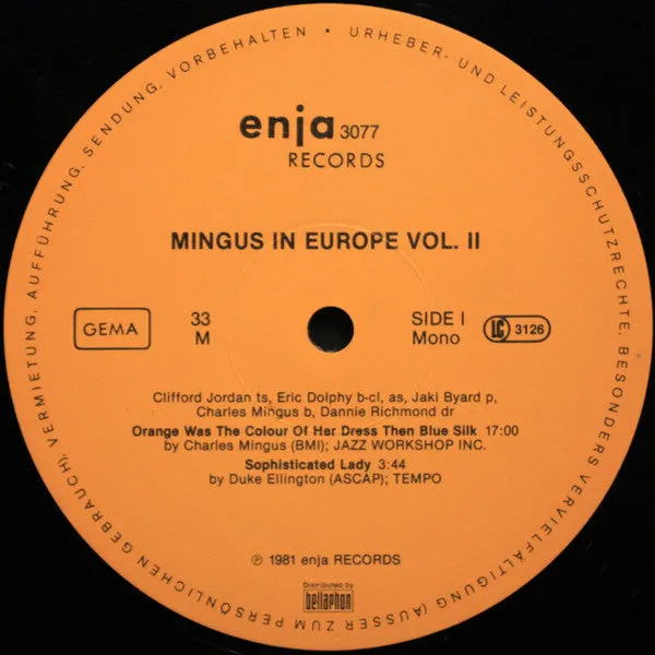 Charles Mingus Mingus in Europe Volume II vinile LP mono 1981