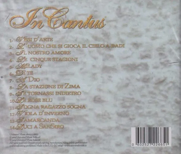 Roberto Vecchioni In Cantus CD live 2009 VG+
