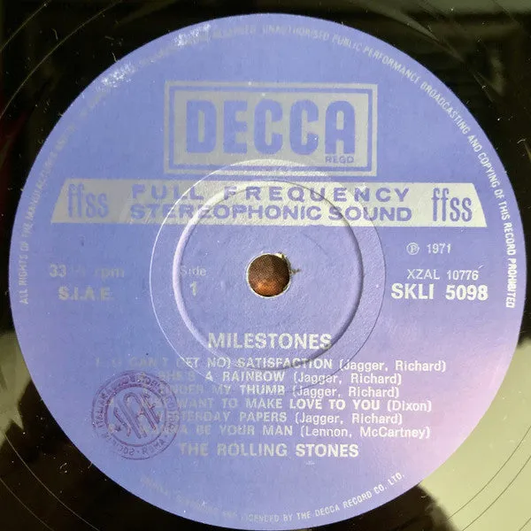 Rolling Stones Milestones LP compilation Decca 1971 vinile usato