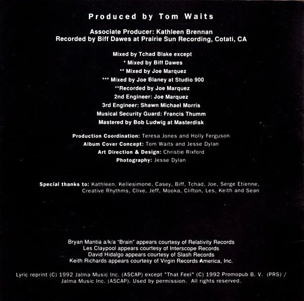 Tom Waits Bone Machine CD album usato VG+
