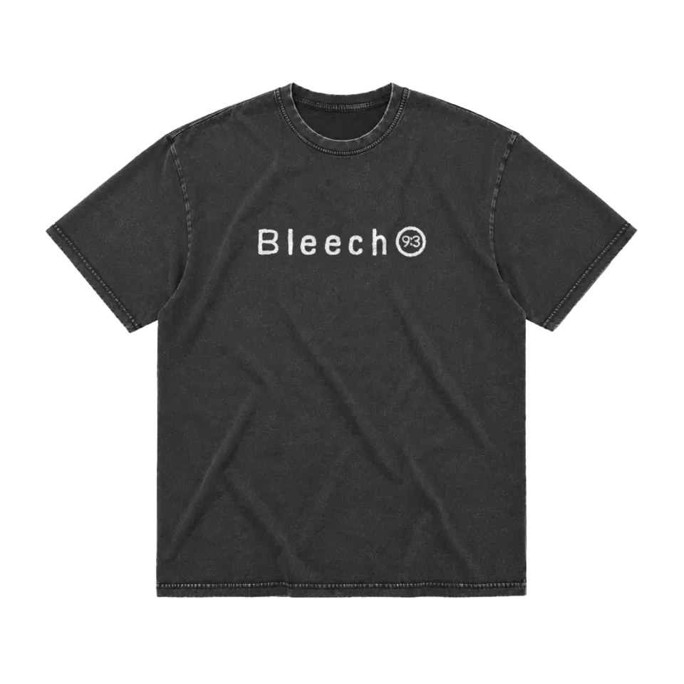 Bleech 9:3 Logo t-shirt nera acid wash S-XXL