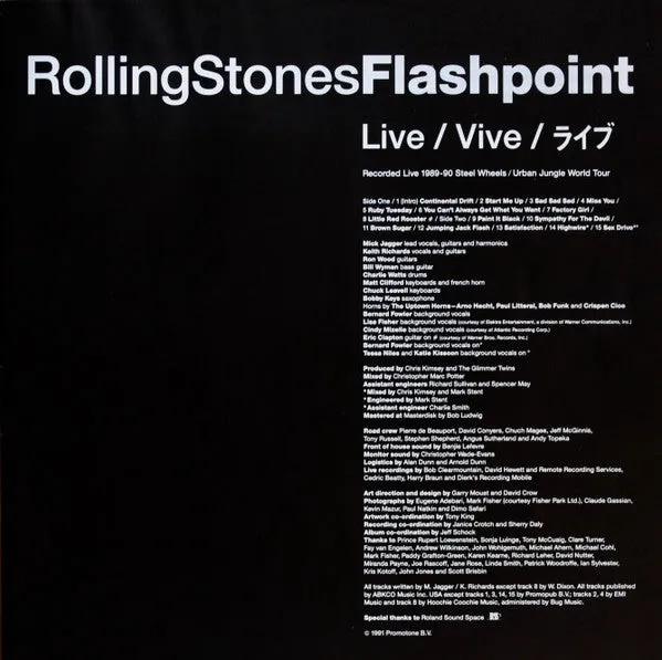 Rolling Stones Flashpoint LP live Near Mint