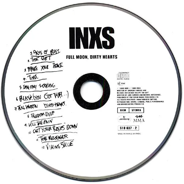 INXS Full Moon Dirty Hearts CD album NM