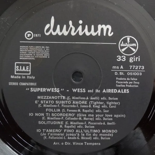 Wess Superwess LP vinile italiano 1971 G+