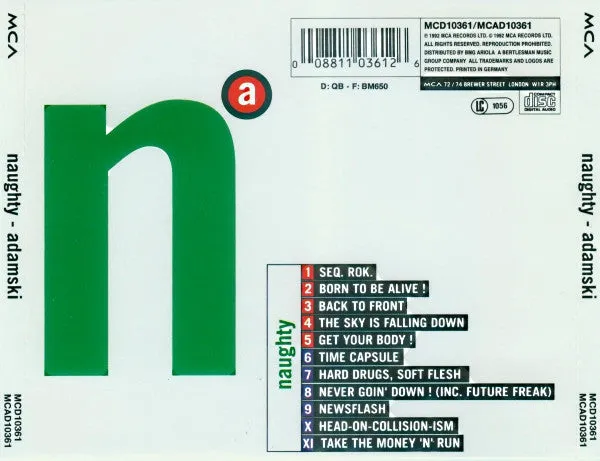 Adamski Naughty CD album house 1992