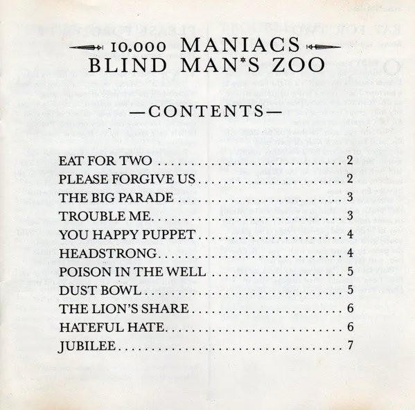 10,000 Maniacs Blind Man's Zoo CD album