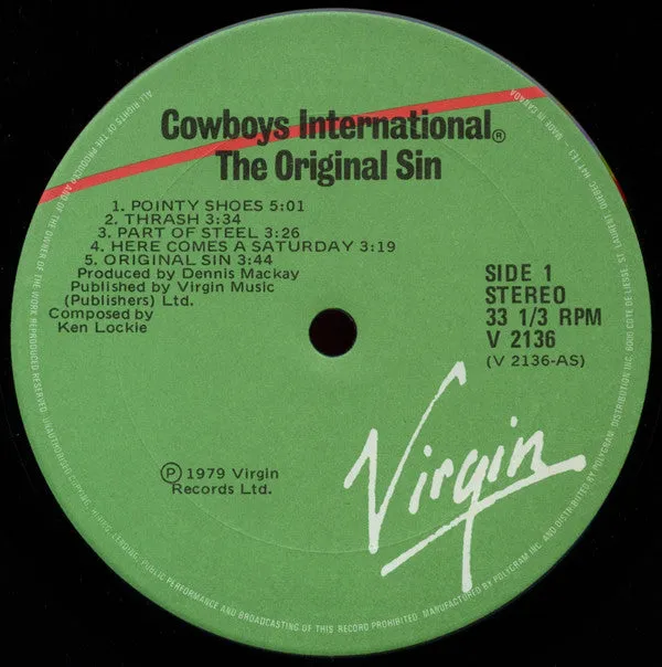Cowboys International The Original Sin LP vinile new wave