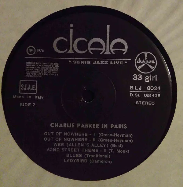 Charlie Parker In Paris LP compilation near mint