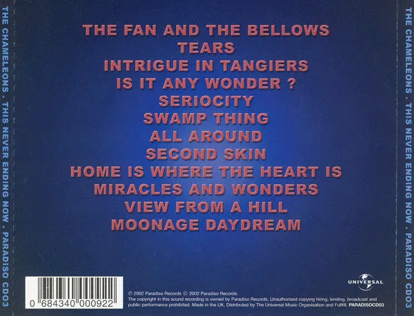 The Chameleons This Never Ending Now CD acustico usato NM