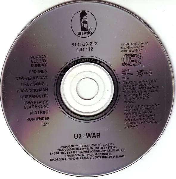 U2 War CD album ristampa pop rock NM
