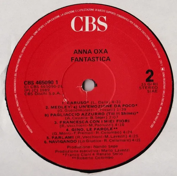 Anna Oxa Fantastica LP vinile compilation 1989