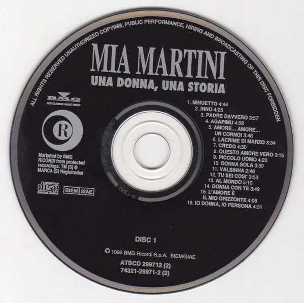 Mia Martini Una Donna Una Storia 2xCD compilation VG+